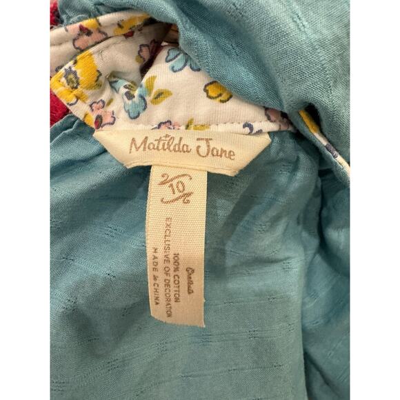 Matilda Jane Full of Wonder Girls 10 Criss Cross Ruffle Tank Top Blue Pink NWOT - Picture 7 of 8